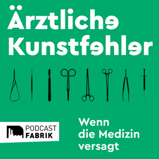 Cover mit den Schriftzug Ärztliche Kunstfehler auf OP-Kittel-Grünem Grund