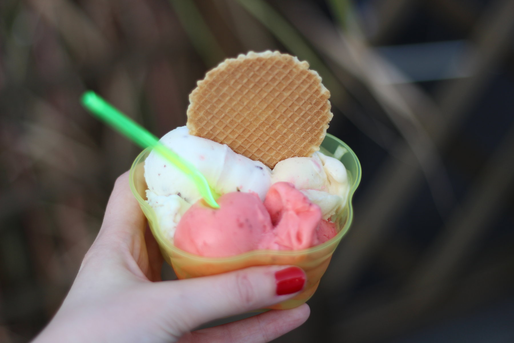 Eis essen im Winter